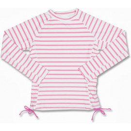 UV Shirt Roze met witte strepen lange mouwen