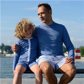 UV Shirt Heren Nordic Blue - lange mouw; UV shirts, Zwemkleding heren, UV shirt heren, Volwassenen (13+), Heren UV Shirts Petit 