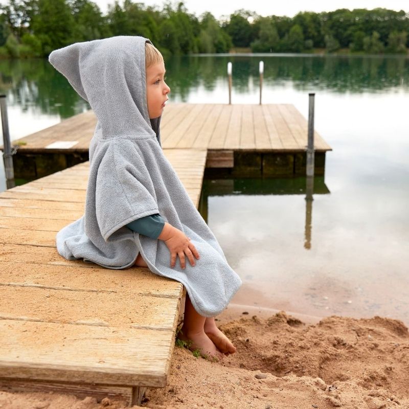 Badponcho bio Blauw one size