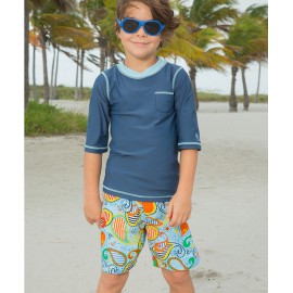 UV shirt en boardshort paisley blue