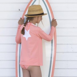 UV Shirt Coral lange mouw met rits | Zwemshirt meisjes Coral